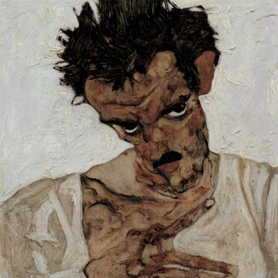 "Autoportrait avec la tête baissée", Egon Schiele, 1912, Leopold Museum, Vienne