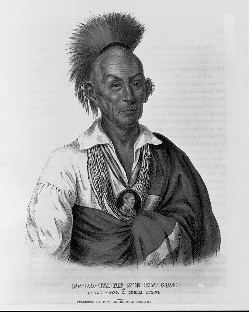 Lithographie publiée en 1837 dans "History of the Indian Tribes of North America" de Thomas Loraine McKenney and James Hall d'après un portrait sur toile de Charles Bird King