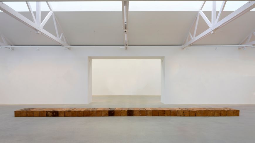 Carl Andre, "BAR", 1981, Douglas Fir, 36 unit row, CAA 1006. (© Carl Andre / ADAGP, Paris, 2018. Ph. Charles Duprat) Courtesy Galerie Thaddaeus Ropac, London, Paris, Salzburg
