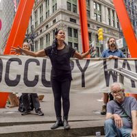 Conférence de presse à l’occasion du 7e anniversaire du movement Occupy Wall Street, Zucotti Park, Manhattan, 17 septembre 2018