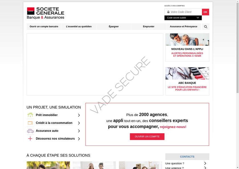 Un exemple de fausse page générée par des pirates informatiques : ici, il s'agit d'une copie du site d'une banque, la Société Générale.