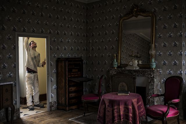 La maison d'enfance de Colette pendant les travaux de restauration en 2016