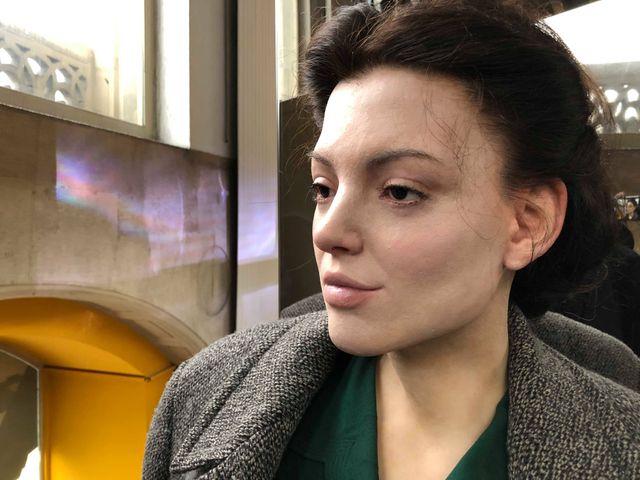 L'un des mannequins de cire de l'exposition "DAU" au Théâtre de la Ville de Paris
