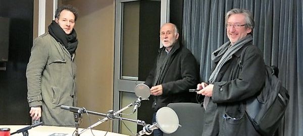 France Musique, studio 131, fin de partie !... Le compositeur Valerio Sannicandro, Bernard Lagnel, ingénieur du son et mixeur & Arnaud Merlin, producteur de l'émission (g. à d.)