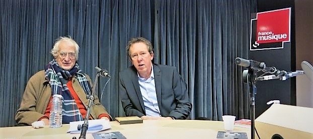 France Musique, studio 131... Cinéaste et cinéphile, Bertrand Tavernier & Le producteur Benoît Duteurtre (g. à d.)