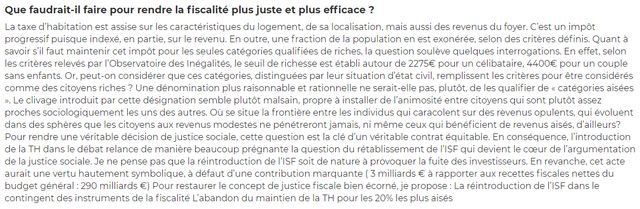 Des contributions parfois très détaillées comme celle-ci sur l'impôt sur la fortune.