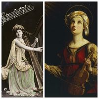 A la fin du XVe siècle, Sainte Cécile devient la patronne des musiciens (à dr. représentée par Guido Reni, 1607)