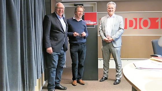 France Musique, studio 131... Didier Decoin, Benoît Duteurtre et Christophe Misraki (g. à d.) ©Radio France - Annick Haumier