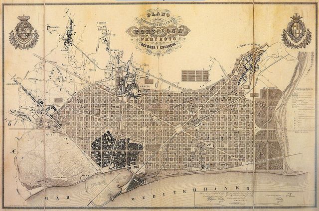 Projet original du plan Cerdà : Carte des environs de la ville de Barcelone et projet d'amélioration et d’agrandissement, 1859