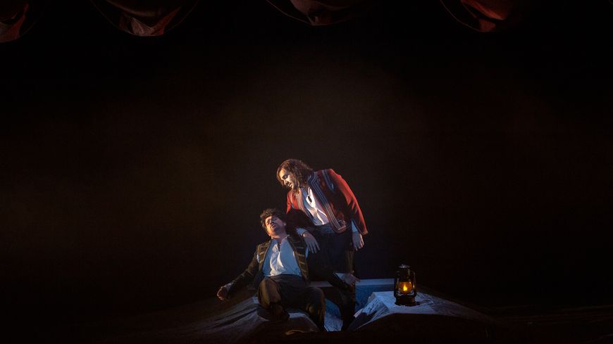 Acte 1, scène 1 : Carlo Vistoli (Ulysse) et Valerio Contaldo (Diomède) , © Gilles Abegg / Opéra de Dijon