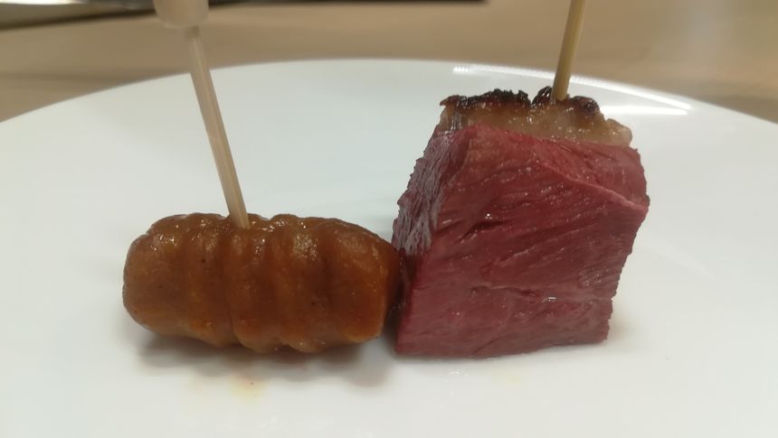 magret cuit basse température et braisé au miel épicé accompagné de gnocchis au potimarron