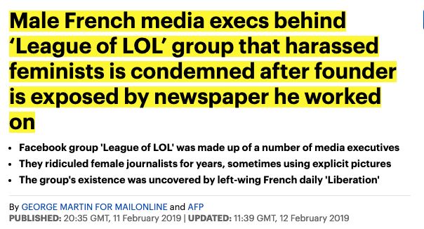 Le tabloïde Dailymail consacre un article à la ligue du lol: "le fondateur de la ligue du lol a été confondu par le propre journal pour lequel il travaille"