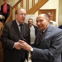 Jean-Pierre Bechter et Serge Dassault, ici en 2014 pendant la campagne des municipales à Corbeil-Essonnes