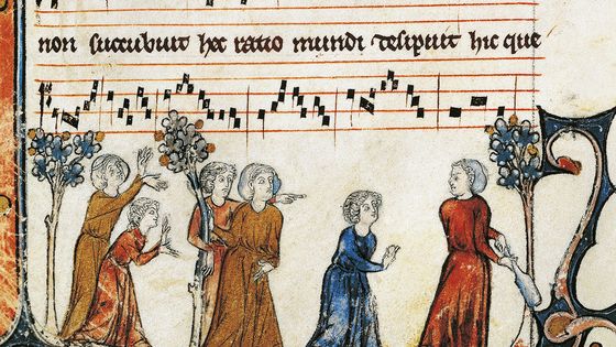 Manuscrit de chansons du 13ème siècle. ©Getty - De Agostini