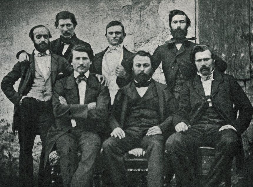 Les 7 "primadié", fondateurs du Félibrige. Photo originale conservée au Palais du Roure, Avignon.