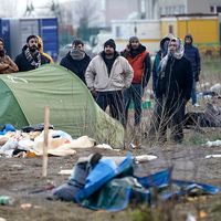 Des migrants à Calais, le 8 janvier 2019