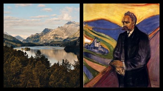 Le canton des Grisons près du lac de Sils en Suisse et Friedrich Nietzsche - Edvard Munch