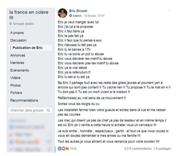 Capture d'écran Facebook