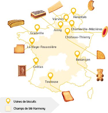 Les usines des biscuits Lu en France