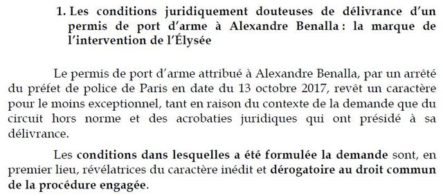 Extrait du rapport de la commission d'enquête sénatoriale sur l'affaire Benalla.