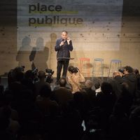L'essayiste Raphaël Glucksmann lors du lancement du mouvement "Place publique" à Montreuil