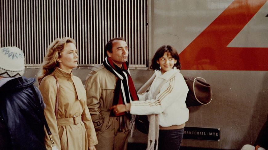 Brigitte Fossey, Claude Brasseur et Sophie Marceau sur le tournage de La Boum de Claude Pinoteau, 1982