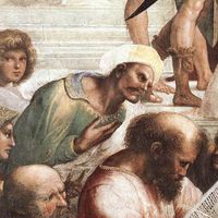 Averroès, détail de "L'École d'Athènes de Raphaël". Musées du Vatican