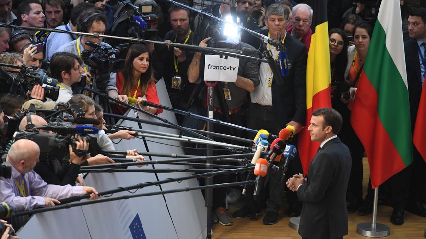Le président français, Emmanuel Macron, lors du sommet européen sur le Brexit à Bruxelles, le 21 mars 2019.
