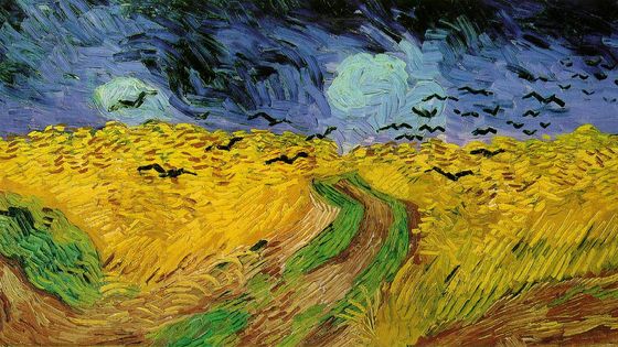Vincent Van Gogh Champ de blé avec corbeaux (1890) / 2006, Edith Canat de Chizy compose "Omen" pour orchestre- Musicopolis DP