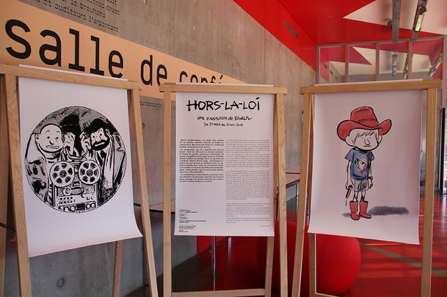 Dans la médiathèque André Malraux à Strasbourg, l'exposition Hors-la-loi met en avant le travail de Blutch de jeunesse, et la BD Tif et Tondu à venir
