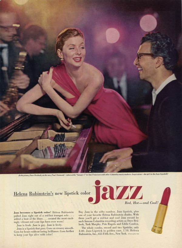 Red, Hot and Cool, publicité pour le rouge à lèvres Jazz avec Dave Brubeck et Suzy Parker Photo Richard Avedon, 1955