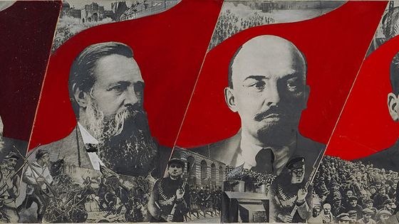 Dressez la bannière de Marx, Engels, Lénine et Staline !, Esquisse pour une affiche - Gustav Klucis, Collection du Musée des Beaux-Arts de Lettonie - Grand Palais