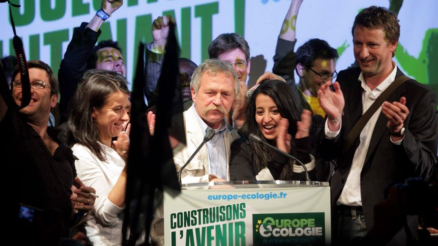 Au QG d'EELV pour l'annonce des résultats des élections européennes, le 7 juin 2009.