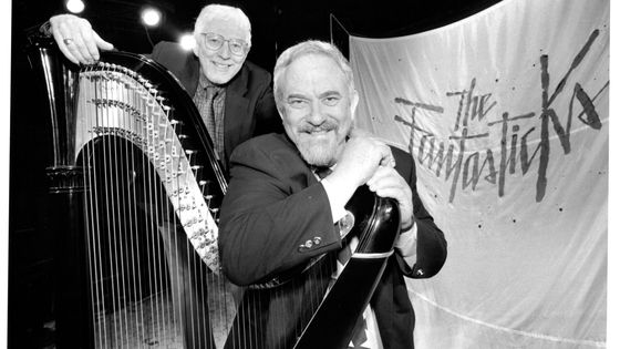 Tom Jones, left, and Harvey Schmidt, right, celebrate the 30th anniversary of The Fantasticks. April 02, 1994 ©Getty - David Rentas/New York Post Archives /(c) NYP Holdings, Inc