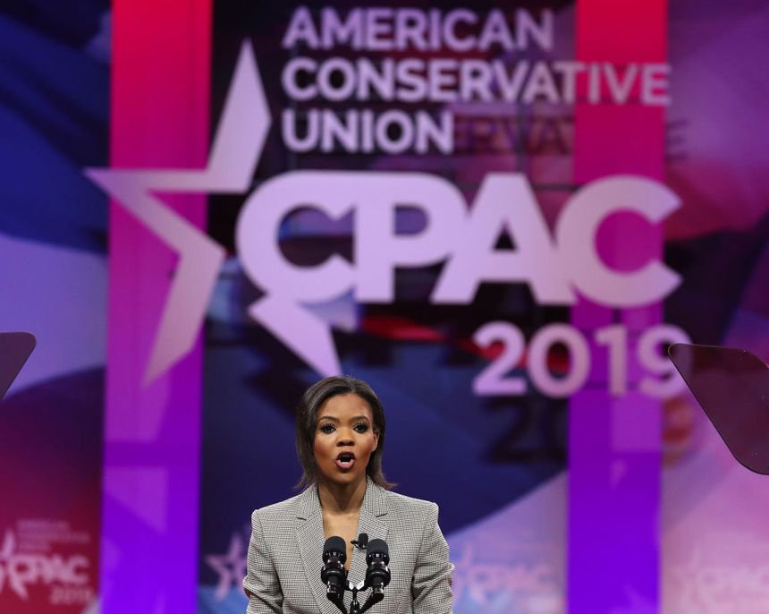 Candace Owens prend la parole lors de la CPAC 2019 le 1er mars 2019 à National Harbor, Maryland. L’Union Conservatrice Américaine organise chaque année la Conférence d’Action Politique Conservatrice pour discuter du programme conservateur.