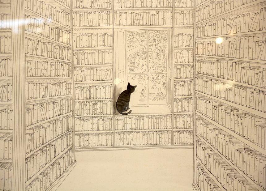 Dessin de Sempé présenté au Salon du livre 2014 dans l'exposition qui lui est consacré