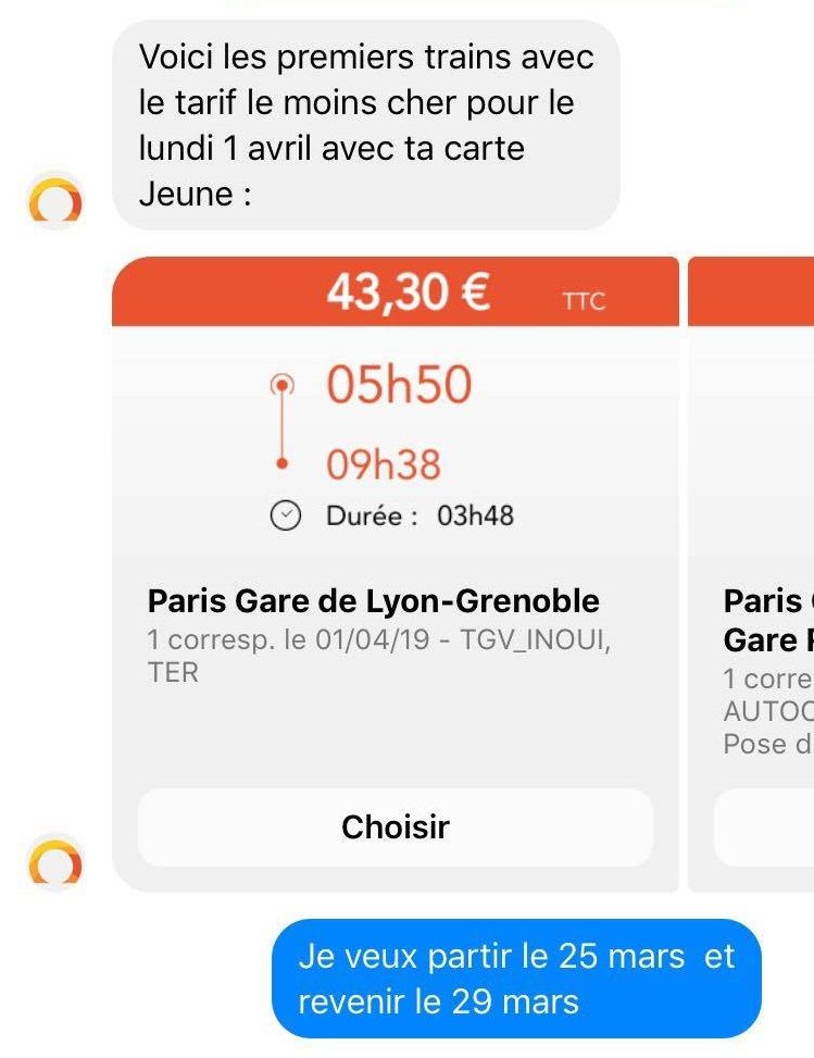 Voici l'un des écrans de la conversation.