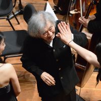 GENEVA, SWITZERLAND - JUNE 28: (CHINA OUT, SOUTH KOREA OUT) Conductor Seiji Ozawa is seen during a concert of the Seiji Ozawa International Academy Switzerland on June 28, 2014 in Geneva, Switzerland