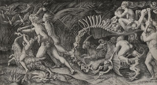 Tableau de Marc-Antoine Raimondi "Sur le chemin du Sabbat" peint vers 1520 présenté dans l'exposition Art mineur de fonds au MAMCS