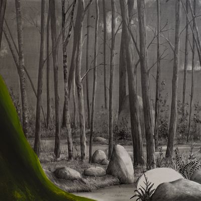 Rest, graphite et huile sur Clayboard, 30 x 40 cm, 2019.
