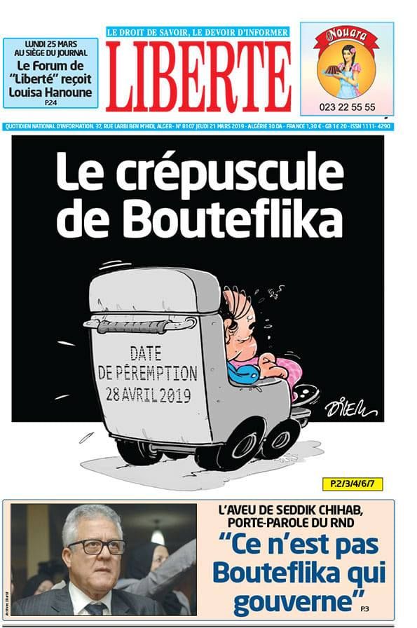 A la veille d'un nouveau vendredi de mobilisation, Dilem fait la une du quotidien Liberté