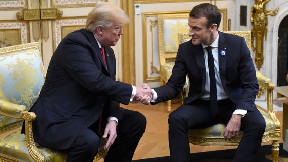 Donald Trump et Emmanuel Macron à l'Elysée, le 10 novembre 2018. ©AFP - Saul Loeb