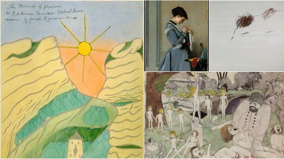 Joseph Yoakum et Henry Darger © Line Key; Cy Twombly © Centre Pompidou RMN-Grand Palais / Philippe Migeat et "Pénélope" © The Metropolitan Museum of Art