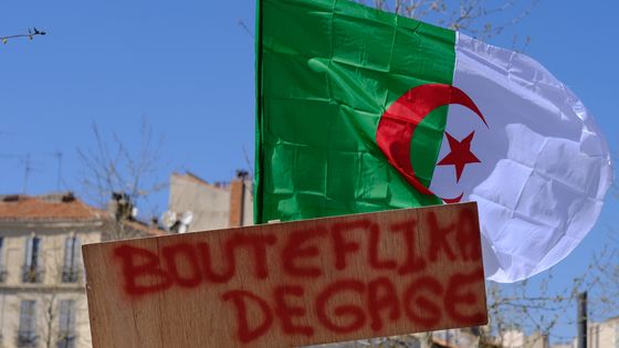 "Bouteflika, casse-toi !". Panneau brandi lors d'une manifestation contre le président en exercice à Alger. ©AFP - BORIS HORVAT