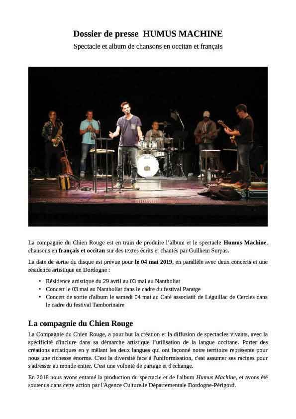 dossier de presse Humus
