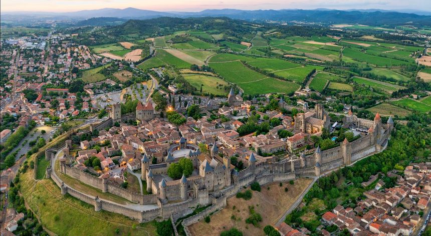 Vue aérienne de la Cité de Carcassonne