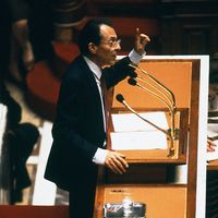 Michel Rocard lors de son discours de politique générale à l'Assemblée Nationale le 28/06/1988