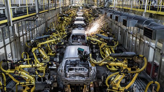 Chaîne de production robotique Kia Motors d'Hyundai Corp. ©Getty - Akos Stiller/Bloomberg