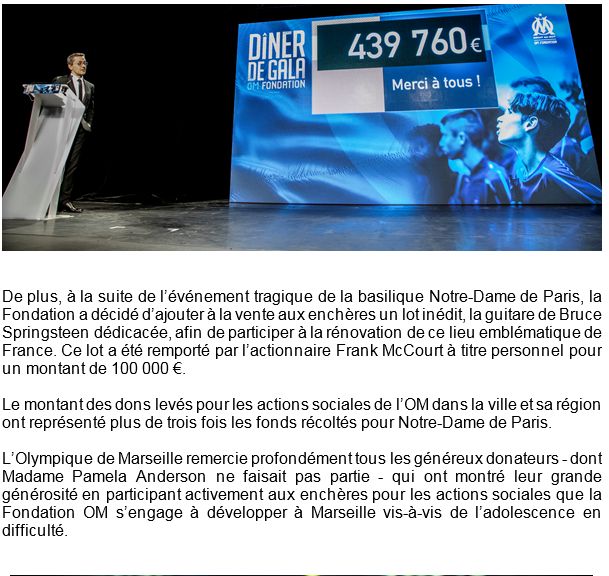 Extrait du communiqué de presse de l'OM Fondation