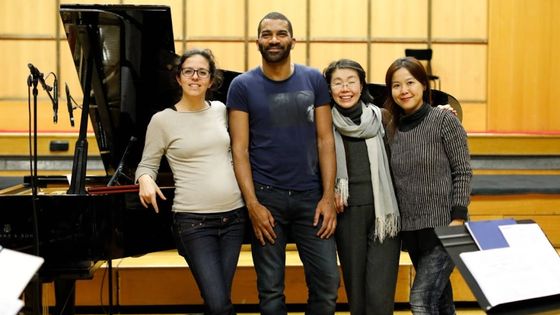Fanny Vicens, Wilhem Latchoumia, Lin-Ni Liao et Wang Ying-Chieh au studio 106 ©Radio France - Dimitri Scapolan